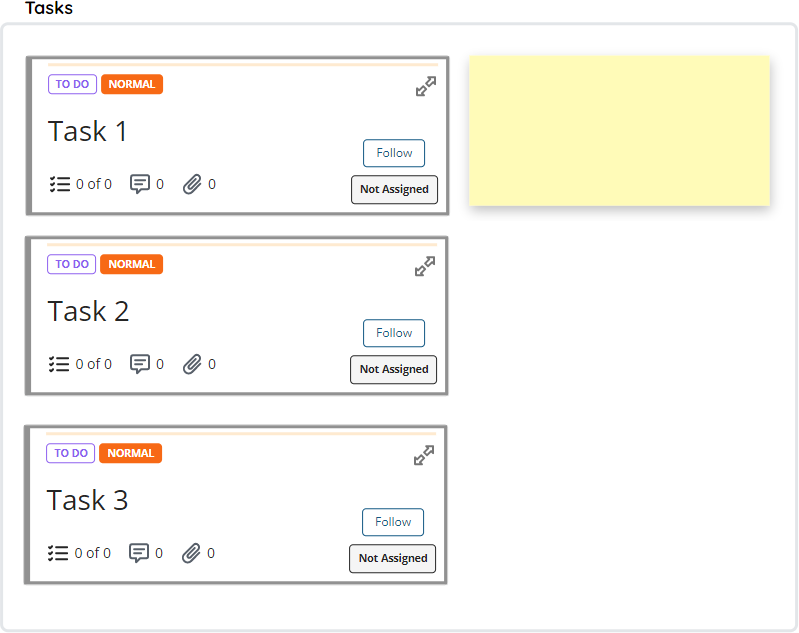 1 column with cards template