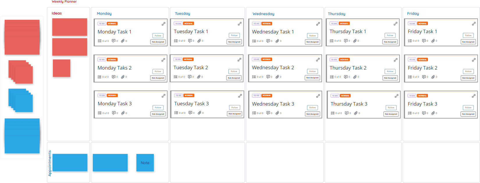 Weekly Planner with Cards