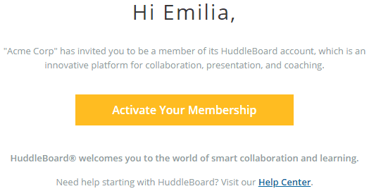Member Activation Email