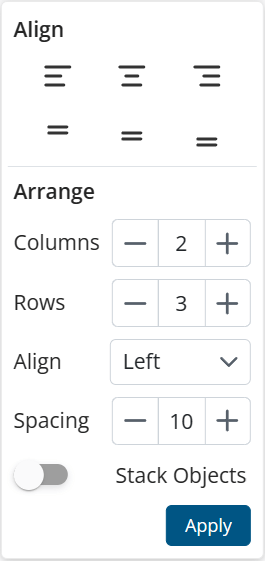 align arrange options
