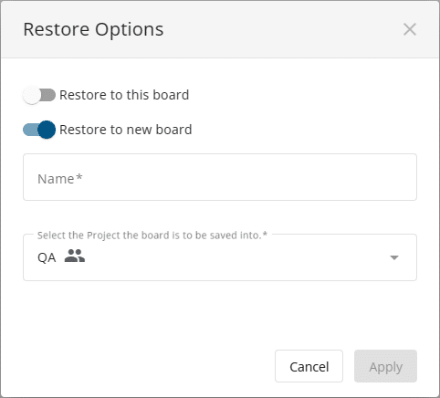 board history restore options